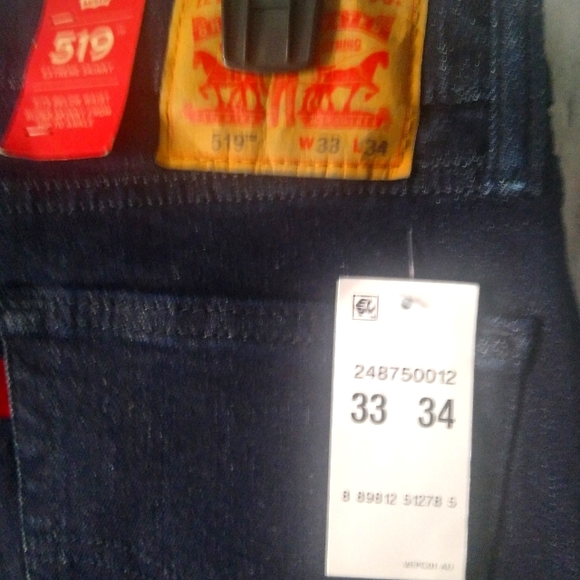 NWT! Levis 519 Extreme Super Skinny Jeans Dark Wash Stretch Blue Size 33x34 - Picture 6 of 7